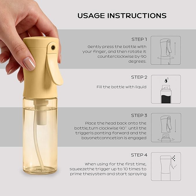 Spray Bottle for Hair, 2 Pack 95ml Small Continuous Water Mist Spray Bottle, Ultra Fine Mist for Face, Hairstyling, Salon, Cleaning, Toners, Hydration & Makeup, Travel Size Leak-Proof Bottles Yellow