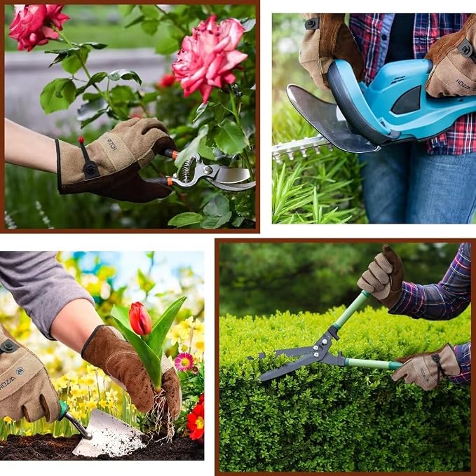 WZQH Leather Work Gloves for Men or Women. XX-Large Glove for Gardening, Tig/Mig Welding, Construction, Chainsaw, Farm, Ranch etc. Cowhide, Cotton Lined, Utility, Firm Grip, Durable. Coffee-grey 2XL