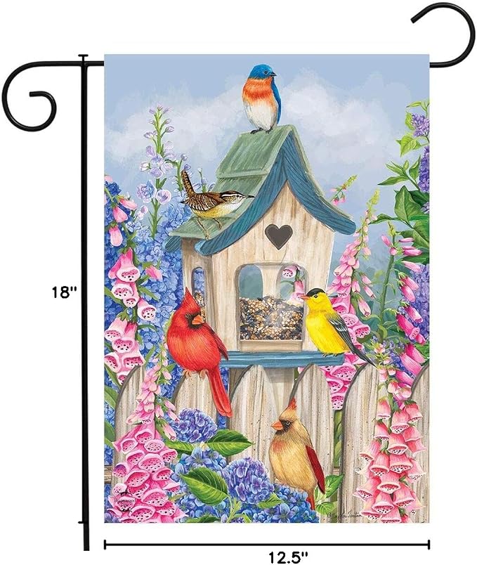 Birds of Spring Floral Garden Flag Cardinals Bluebird 12.5" x 18" Briarwood Lane