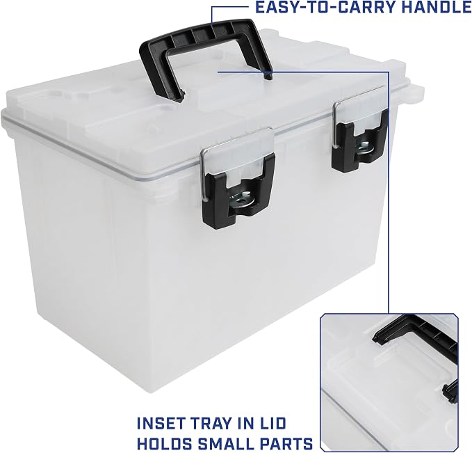 Sheffield 12763 XL Transparent Storage Bins With Lids, 2-Pack Stackable Storage Bins, Made in USA, Lockable and Water-Resistant Containers with Lids, Plastic Containers for Home, Classroom, and Dorm