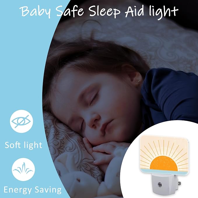 Night Light Abstract Sun Rise Plug-in Wall LED Night Lamp with Dusk-to-Dawn Smart Sensor Lamp for Adult Bedroom Living Room Hallway Kitchen