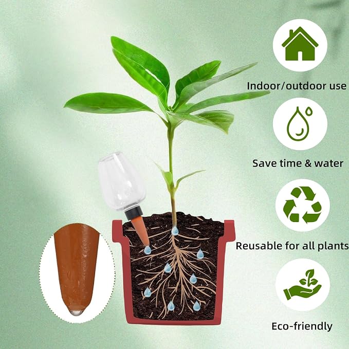 Self Watering Globes with Slow Release & Top Fill, 12.3 oz Automatic Watering Bulbs for Indoor & Outdoor Plants - Keep Plants Alive While on Vacation (Clear-4 Pack)
