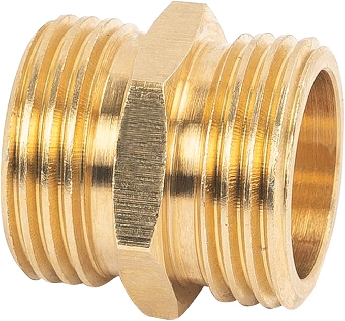 Hourleey Garden Hose Adapter, 3/4 Inch Male to Male Hose Adapter, Solid Brass Hose Connectors, 2 Pack Male Connector with 2 Extra Washers