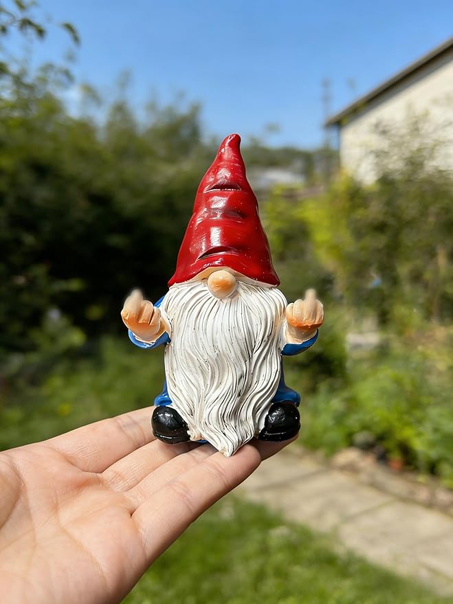 QINJIEJIE Garden Gnomes Outdoor Funny Gnome 3.5in Naughty Gnomes for Fairy Garden Yard Decoration Lawn Ornament Gnome Statue for Home Decor