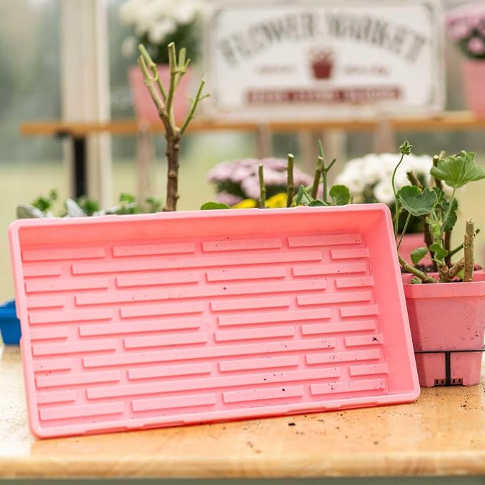 Bootstrap Farmer 1020 Trays, 10 Pack, Pink - Heavy-Duty 2.5" Deep Flats Without Holes for Microgreens, Fodder, Hydroponics