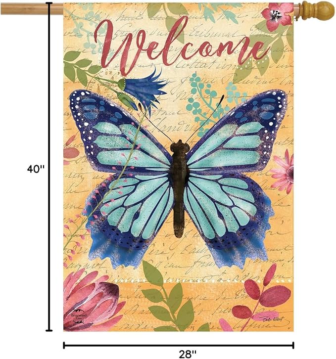Beautiful Butterfly Spring House Flag 40" x 28" Briarwood Lane