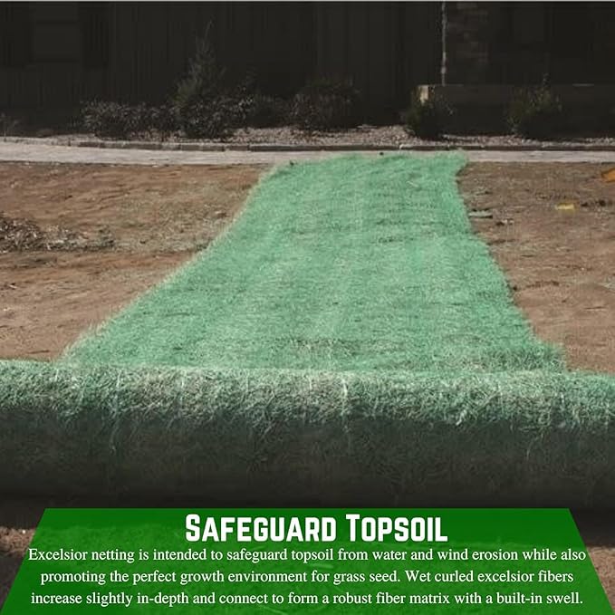 Farm Plastic Supply - American Excelsior QuickGrass Pro - Green Erosion Control Blanket Landscape Roll, Erosion Control Blanket (4' x 50')
