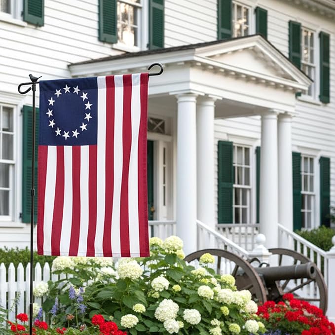 Bradford Betsy Ross Garden Flag 12x18 Inch Vivid Color 13 Star Colonial American Flags for Yard 250th Anniversary 4th of July Memorial Day Decoration
