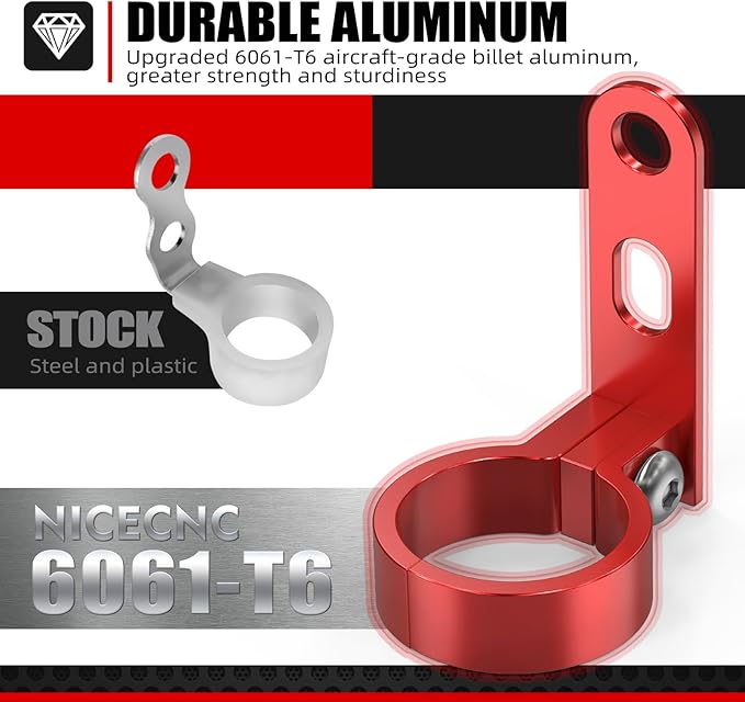 NICECNC Front Brake Cable Guide Hose Clamp Line Guide Holder Compatible with Honda XR650L 1993 1994 1995 1996 1997 1998 1999 2000 2001 2002-2024, See Fitment, Aluminum CNC-machined Red