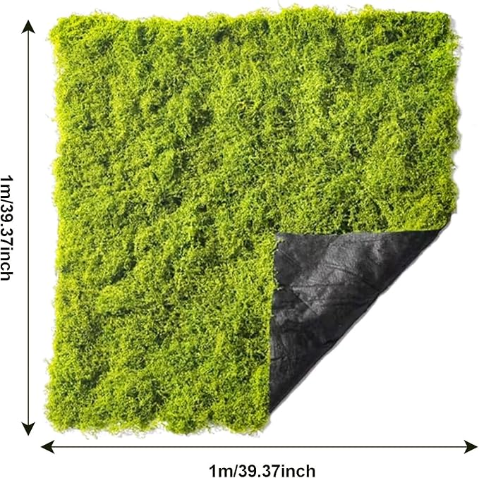 Fake Moss for Crafts 39.37" x 39.37" Faux Moss for Plants Indoor Artificial Moss for Decorating Green Faux Grass for Planters Crafts DIY Table Centerpieces Fairy Garden Floral Wedding 100 x 100cm