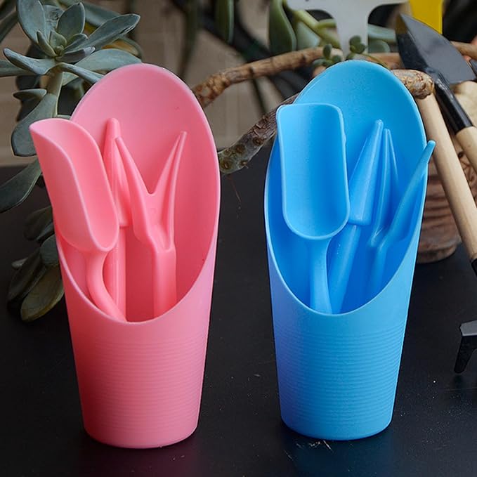 Soil Scoop for Indoor Plants - Plastic Mini Garden Plant Care Shovel Hand Tools Transplanting Succulent Cultivation Digging Scoops Kits, Pink