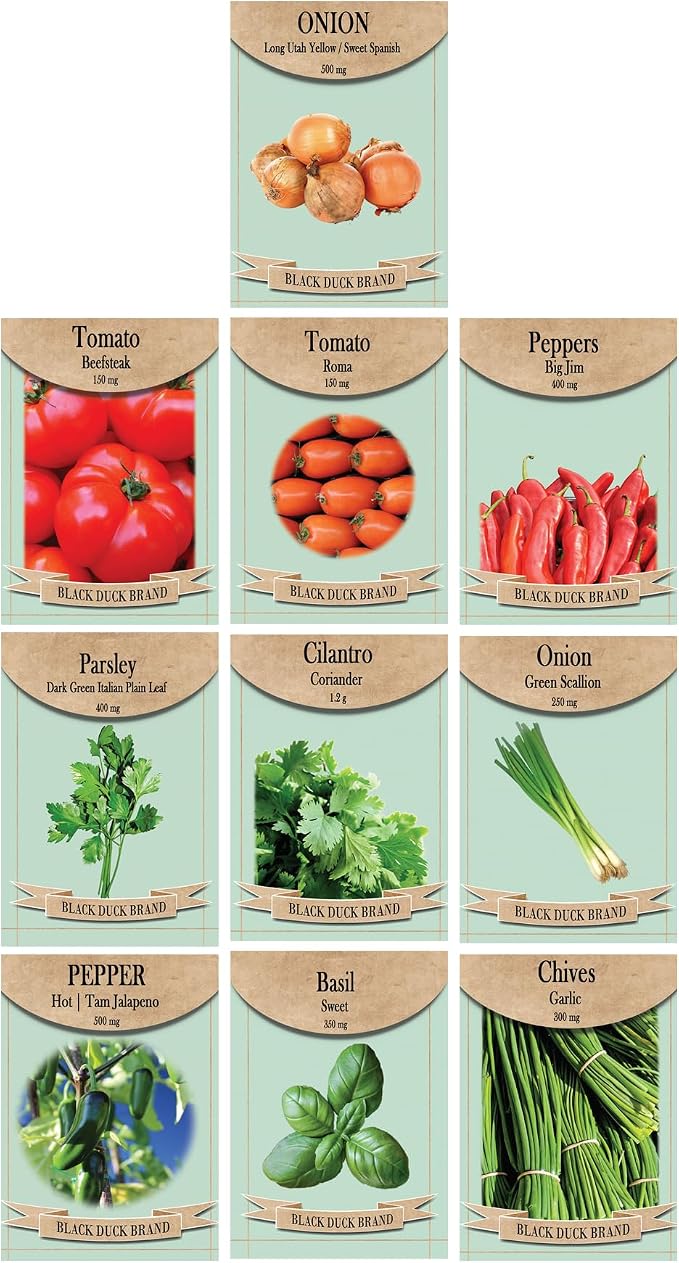 Salsa Garden Seed Kit – Grow Your Own Fresh Ingredients for Homemade Salsa | Non-GMO, Heirloom Vegetable Seeds - Tomatoes, Peppers, Onions, & More