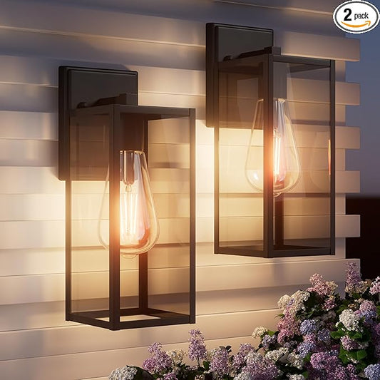 15'' Black Outdoor Front Porch Lights for Outside, Large Exterior Lighting Fixtures Wall Mount for House, Wall Sconce Lamp, Waterproof Lantern Coach Lights for Garage, Entryway,Yard