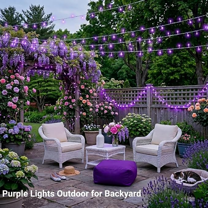JMEXSUSS Purple Halloween Lights, 300 LED Purple Christmas String Lights Clear Wire, Fairy Lights for Bedroom Indoor Outdoor Yard Tree Xmas Spooky Halloween Party Decor (Non-Connectable)