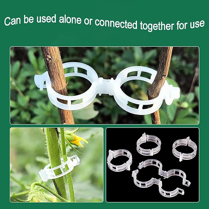 Secured Plastic Plant Clip, Tomato Clips, Secured Plant Support Clips for Climbing Plants, Plastic Trellis Clips for Fixing Stem and Vine, 2025 Upgrade (200, WHITE)