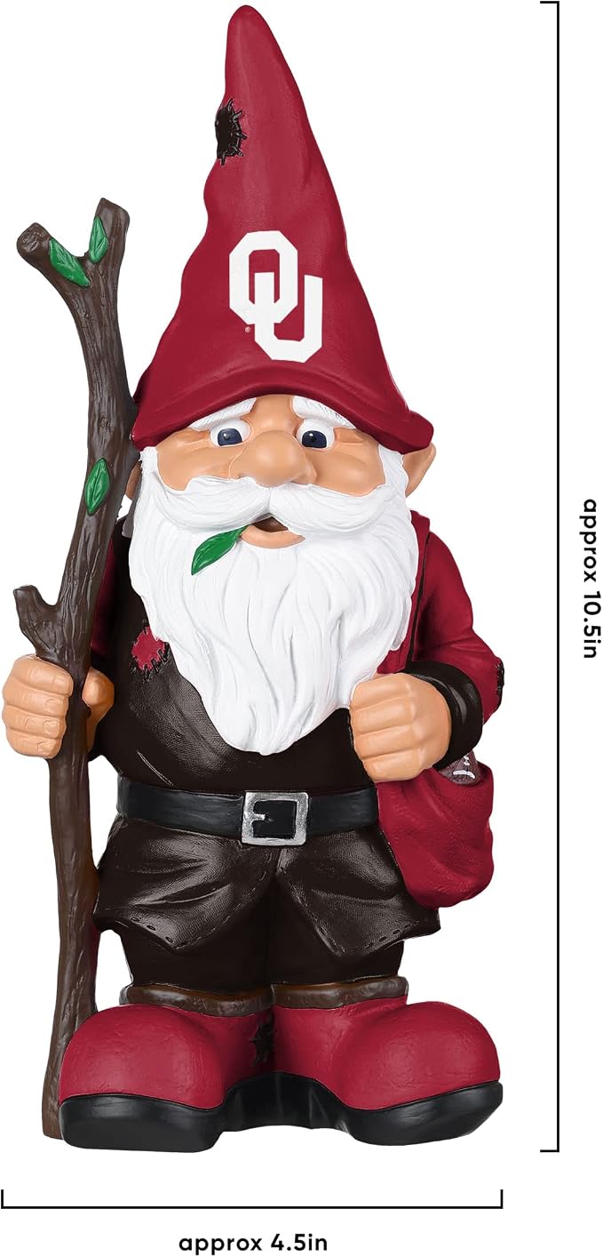 FOCO NCAA Unisex-Adult NCAA College Team Logo Holding Stick Garden Statue Outdoor Gnome