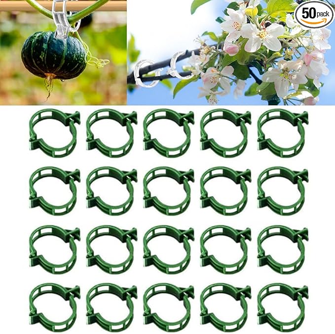 Plant Support Clips Reusable Garden Clips, Secured Plastic Plant Clips, Tomato Support Clips for String Trellis for Climbing Plants Outdoor Indoor Plant Flowers Stem Vine Fixing Clips (50, Green)
