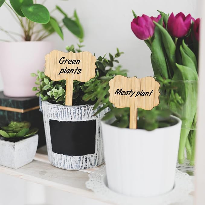 KINGLAKE GARDEN Bamboo Plant Labels 60PCS Plant Tags Markers Garden Markers Wooden Plant Sign for Seedlings Vegetable Seedling Label Plant Name Sign for Garden Potted Plants