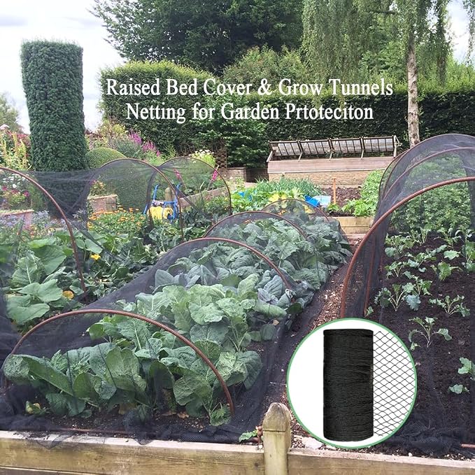 Bird Netting 7.5x65 Ft, 1/2In Mesh Heavy Duty Garden Netting Pest Barrier for Plants, Fruit Trees, Vegetables, Extra Strong Woven Mesh Netting, Animal Fencing Against Birds, Deer, Poultry