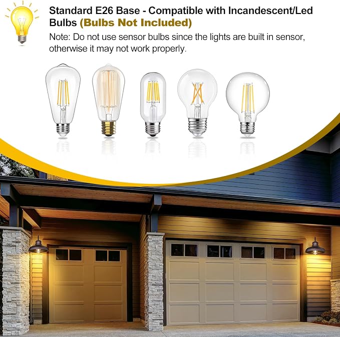 TOBUSA 2-Pack Dusk to Dawn Outdoor Wall Lights, Waterproof Farmhouse Gooseneck Barn Lights, 11.5'' Distressed Brown Outside Wall Sconces for House, Porch, Garage