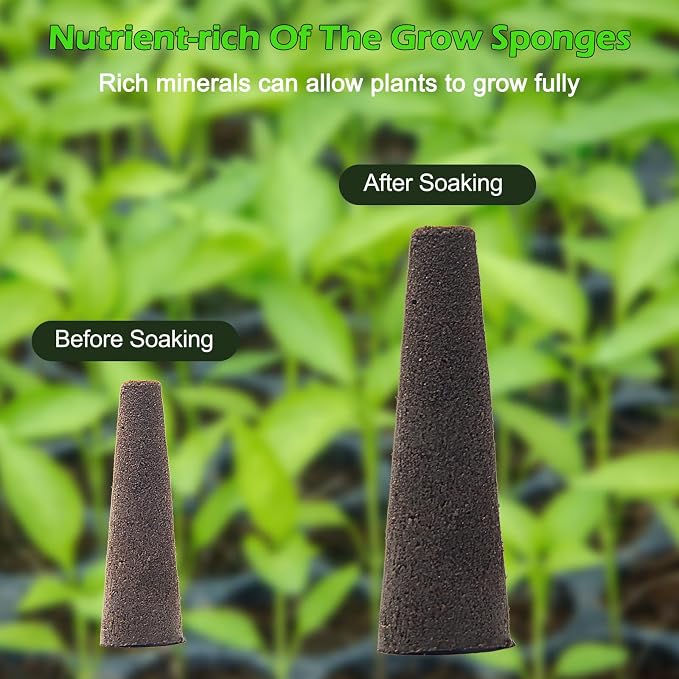150P Grow Sponges for Hydroponics, Windspeed Grow Anything Seed Pod kit Include 50 Grow Sponges, 24 Grow Baskets, 24 Grow Domes, 50 Pod Labels, 2 Tweezers