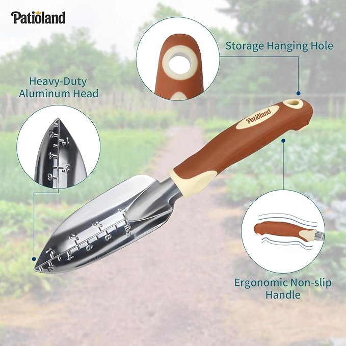 Brown Garden Tool Sets, Gardening Hand Tools Kit with Non-Slip Ergonomic Handle, Storage Tote Bag, Gardening Gloves, Apron, Repotting Mat & Spray Bottle, Gardening Gift for Women Men