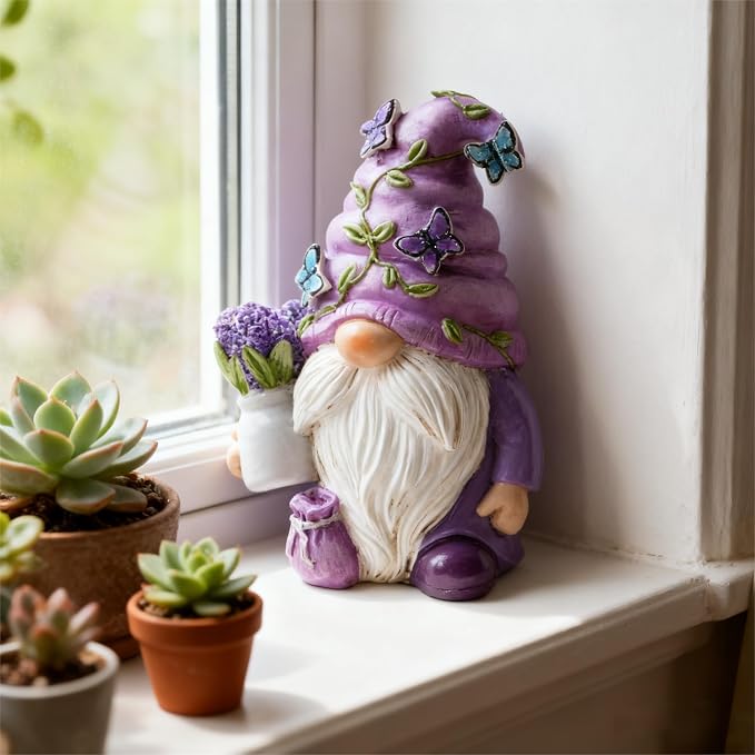 Hodao Lavender Dream Gnome - Purple Fragrance Wonderland Journey Spring Swedish Tomte Elf Dwarf Figurines Summer Gnome Indoor Home Decor Gift (Lavender Gnome 1)