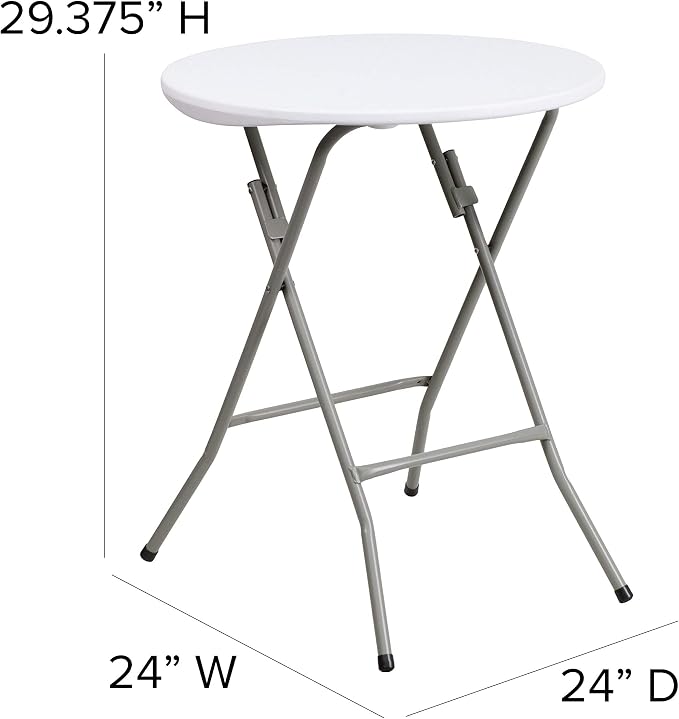 Flash Furniture Elon 2' Round All-Occasion Plastic Folding Event Table, Folding Banquet Table for Indoor/Outdoor Events, White