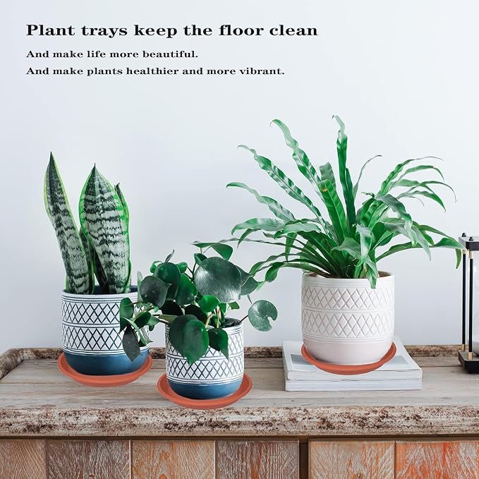 2 Pack of Plant Saucer 12 inch, 12 inch Plastic Plant Drip Trays, Heavy Duty Plant Trays for Indoors no Holes, Plant Water Tray for Planters (Terracotta)