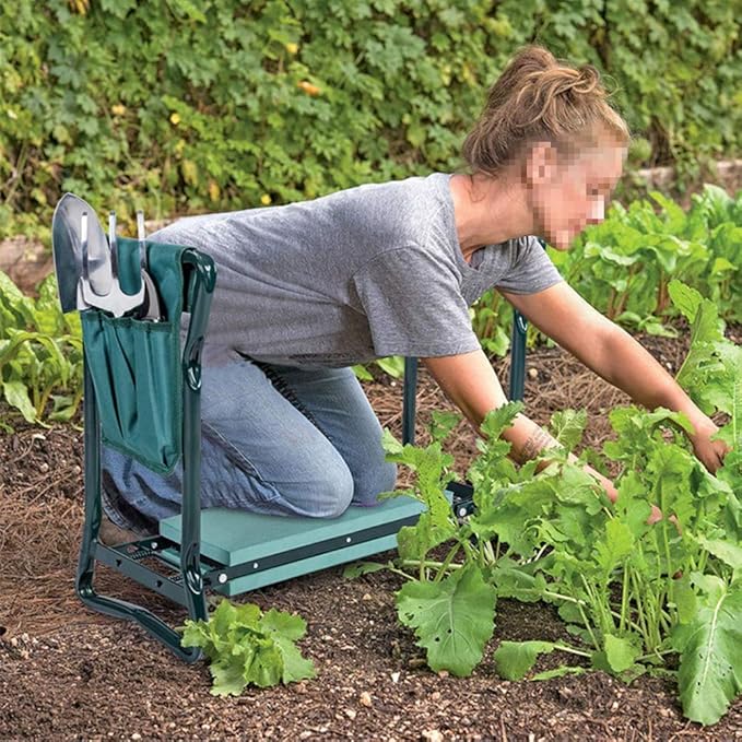 Garden Kneeler Tool Bag Stool Pouch Seat Storage Tote Hanging Organizer, 600D Portable for Outdoor Gardening(Size: 11.81 * 7.48 * 0.19 in) (Green)