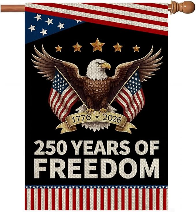 250 Anniversary usa Garden Flagfor Outside, USA 250 Years of Freedom Banner 4th of July Decorations Yard Sign Patriotic Double-Sided Waterproof House Flag 28x40 Inch 250 Year American Flag