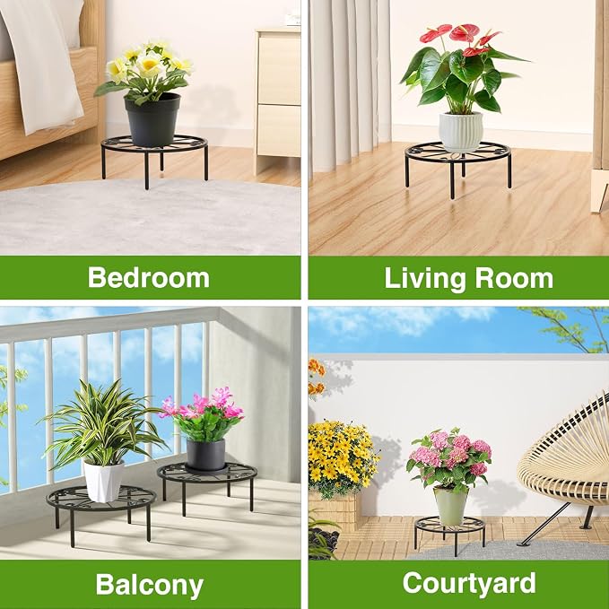 bussdis 10.24IN Short Plant Stand-Heavy Duty Flower Pot Stand, Potted Plant Holder, Anti-rust Metal Plant Pot Shelf for Room Indoor and Outdoor Courtyard, Gardens.