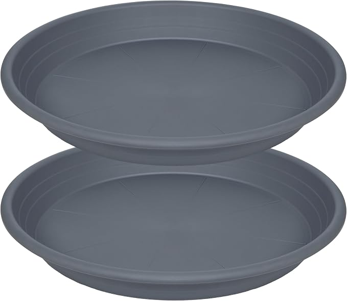 2 Pack of 16 inch Plant Saucer, Large Plant Tray, Heavy Sturdy Plant Drainage Tray for Indoors, Bird Bath Bowls, Sturdy 18 inch Plastic Pot Tray for Planter (Gray)
