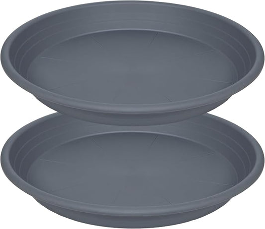 2 Pack of 16 inch Plant Saucer, Large Plant Tray, Heavy Sturdy Plant Drainage Tray for Indoors, Bird Bath Bowls, Sturdy 18 inch Plastic Pot Tray for Planter (Gray)