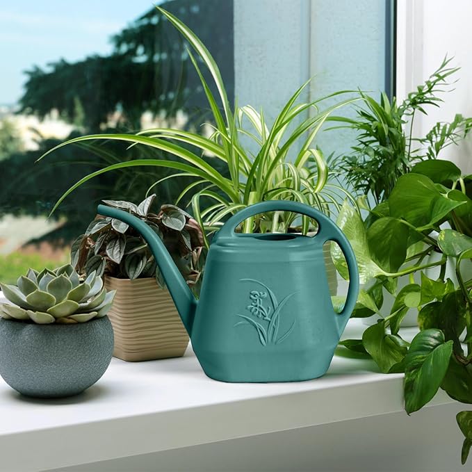 Hand Plastic Watering Can - for Home Plant Garden - 1/2 Gallon - Green