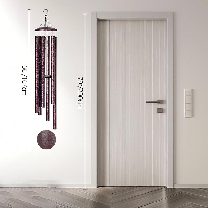 66" Wind Chimes for Outside Deep Tone - 6 Thicken Tubes Large Wind Chimes for Outdoor, Gifts for Mothers Day, Women, Mom, Grandma, Sympathy, Big Windchimes for Garden and Patio(Bronze)