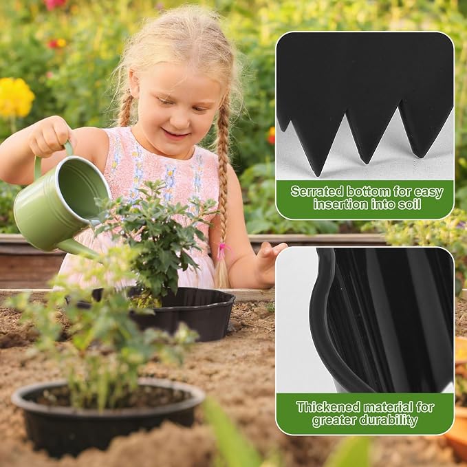 6 Pack Round Planting Grow Rings,7" Planting Protective Round Edging, Plant Support Rings to Protects Plants, Deep Watering Plant Collars for Vegetables Herbs Flowers (Black)