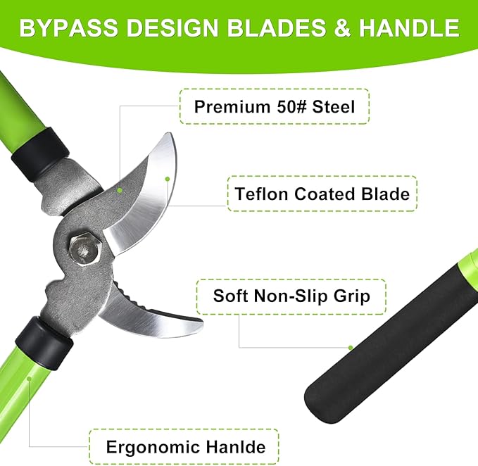 Garden Shears Set with Bypass Pruning Shears & Loppers，Lightweight Garden Clippers for Backyard Gardening, Rose Bush Pruning, Shrub Trimming, Deadheading Flowers, Easy Cutting for Women & Seniors