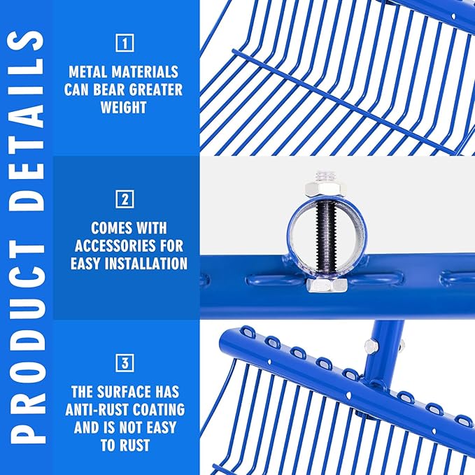 Tandefio 2 Pack Manure Fork Replacement Head Metal Pitchfork Horse Manure Rake Garden Pitch Fork Replacement Head with Angled Tines for Horse Stall Poop Picking up(Blue)