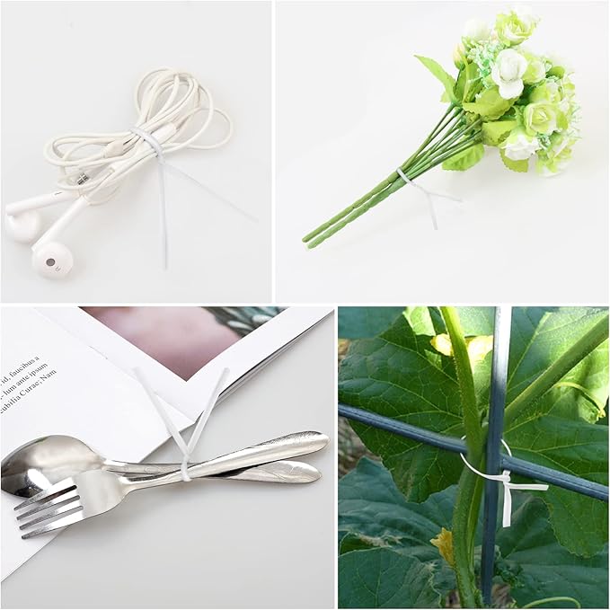 Oligei 600 Pcs Plastic 5" Twist Ties for Bags, Wire Ties Reusable Twist Bread Ties for Household and Office Use (White)