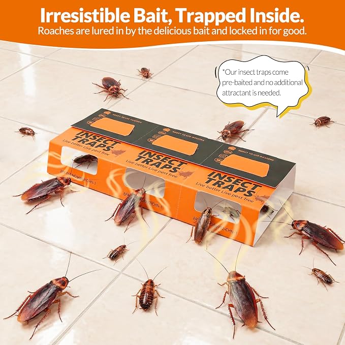 20 Pack Roach Traps, Cockroach Traps Indoor Home, Glue Roach Traps,Indoor Roach Trap, Garage & Shed, Pest Control for Home,Child & Pets Safe