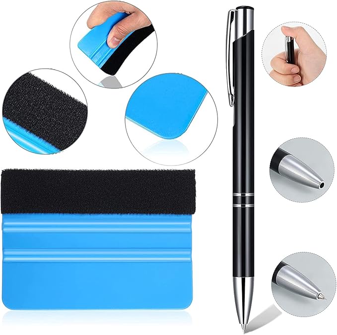 Weeding Tools for Vinyl，2 Pieces Air Release Pen Craft Vinyl Weeding Tools Stainless Steel Point Retractable Air Release Weeding Tools for Craft Weeding Essential Adhesive Vinyl (Black)