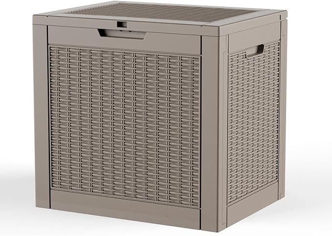 EasyUp 36 Gallon Outdoor Storage Box, Outdoor Deck Boxes for Garden Tools Equipment,Cushions and Patio Storage,Lockable and Resin,Easy to Install(Grey)