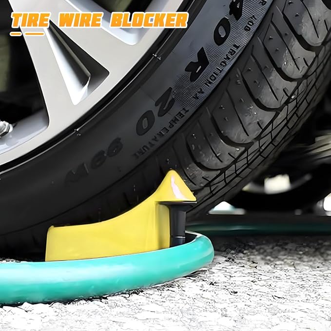 4PCS Car Hose Guide, Vehicle Detailing Cleaning Tools Hose Guides Preventing Wash Stuck Under The Tires, Automotive Wheel Rolling System Tool for Washing, Universal Fit (Yellow)