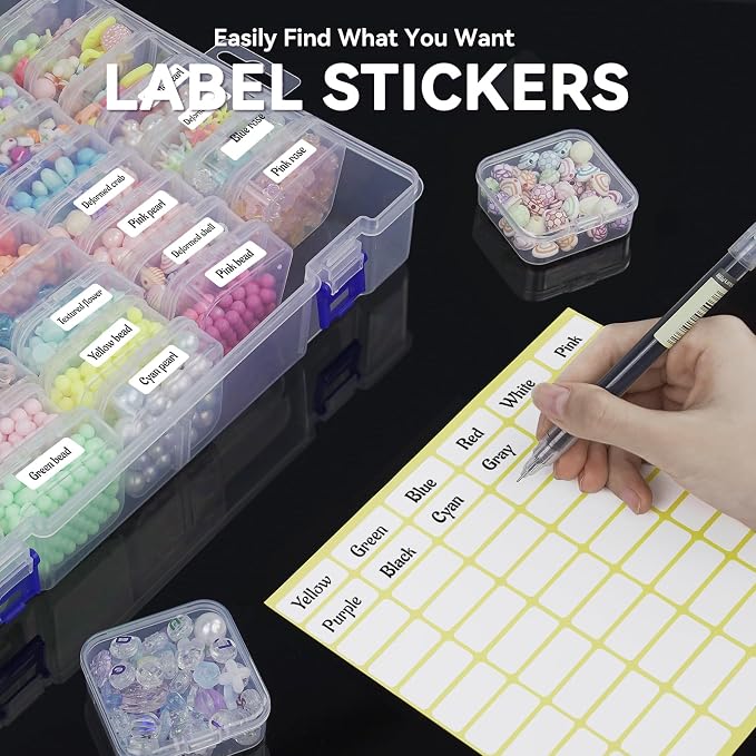 DILIBRA Bead Organizer Box, 46Pcs Small Bead Organizers and Storage Plastic Cases, Mini Clear Storage Containers Boxes with Hinged Lid for Diamond Painting Accessories Seed Jewelry Crafts