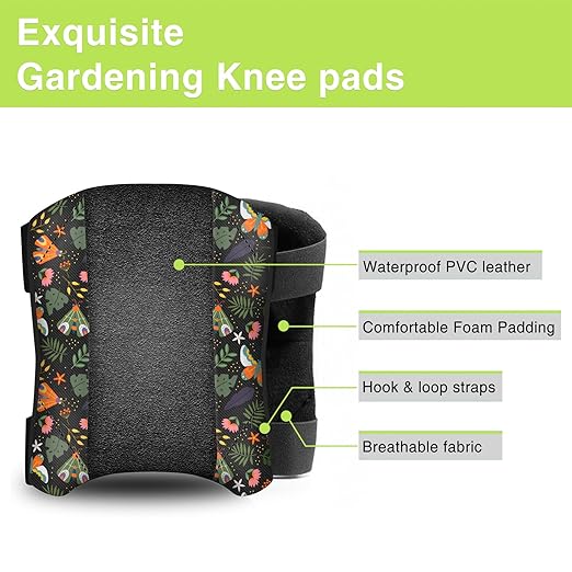 Garden Knee Pads for Women, Lightweight Waterproof KneePads for Gardening, Anti Slip Leather Foam Padding Kneeling Pads for Flooring and Carpet Cleaning, House work, Gardening Maintain, Knee Protector, Butterfly