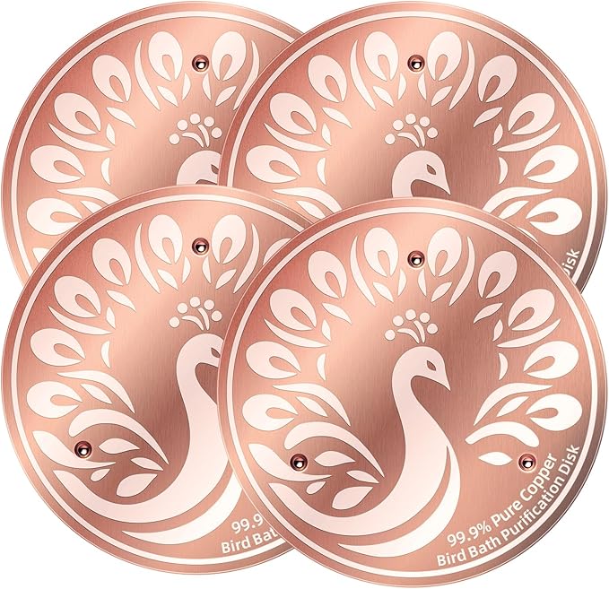 Bird Bath Cleaning Discs, 99.9% Pure Copper Triple-Point Support & Reinforced Design for Fresher Water, Universal Fit Outdoor Birdbaths Bowls