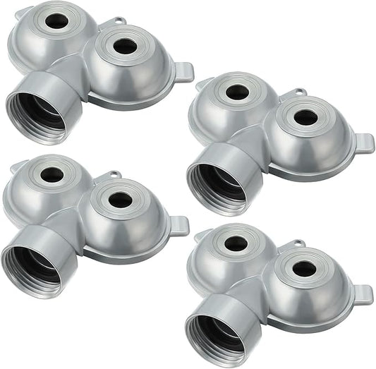 Honoson 4 Pcs Circle Pattern Twin Spot Sprinkler Metal Lawn Garden Rotating Water Spray Sprinkler 360 Degree for Lawn Yard, Silver