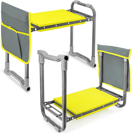 Folding Garden Stool and Kneeler, Heavy Duty Garden Kneeler and Seat, Kneeling Device for Gardening, Gardeners and Seniors (Grey)