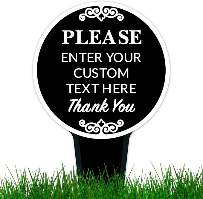 Personalized Aluminum Composite Yard Stake Sign, Custom Inground Round Decor Indoor/Outdoor Sign, 16x9 Inches, ACM, Fade Resistant, Made in USA by Sigo Signs